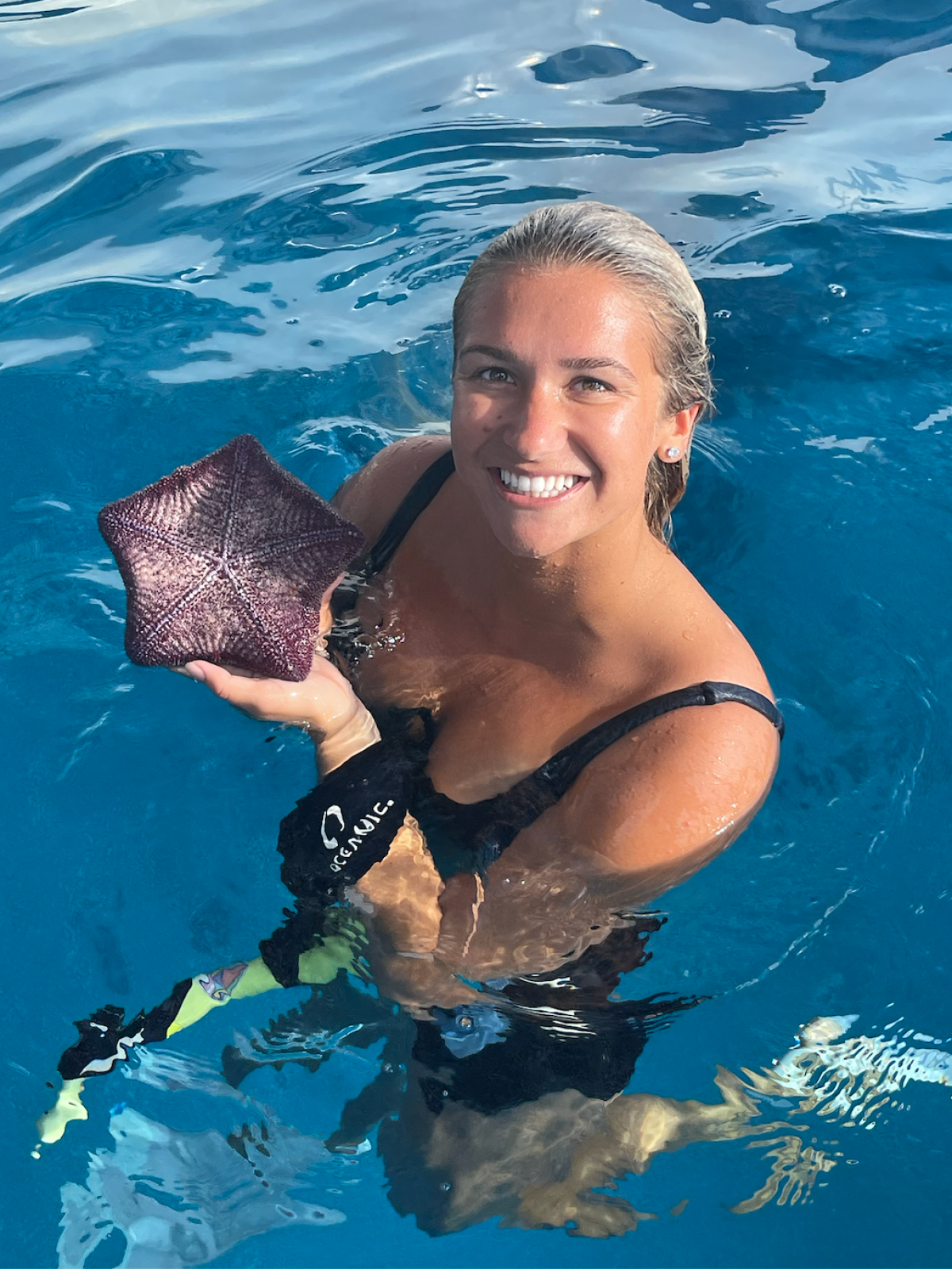 a person swimming in the water